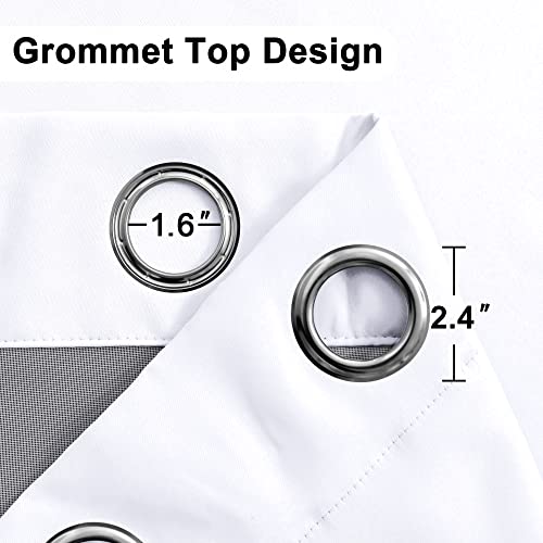 XWZO 100% Blackout Curtains 2 Panels with Tiebacks- Heat and Full Light Blocking Window Treatment with Black Liner for Bedroom/Nursery, Grommet Top, White, W52 x L84 Inches Long, Set of 2 - color: White, size: 52"W x 84"L (Pack of 2)