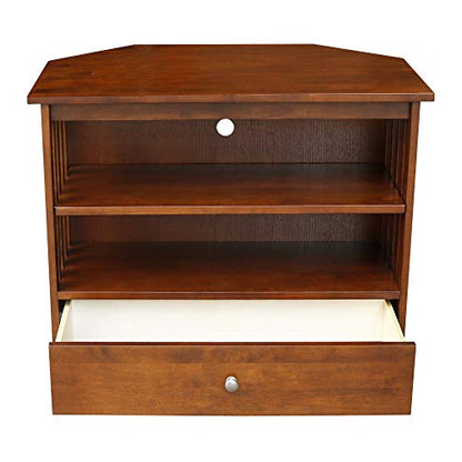 Solid Wood Mission Corner Enteinment/TV Stand, Espresso - color: Espresso