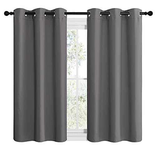 NICETOWN Bedroom Curtains Blackout Drapery Panels, Three Pass Microfiber Thermal Insulated Solid Ring Top Blackout Window Curtains/Drapes (Two Panels, 42 x 50 inches, Gray) - color: Grey, size: 42"W x 50"L (Pack of 2)