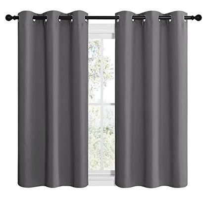NICETOWN Bedroom Curtains Blackout Drapery Panels, Three Pass Microfiber Thermal Insulated Solid Ring Top Blackout Window Curtains/Drapes (Two Panels, 42 x 50 inches, Gray) - color: Grey, size: 42"W x 50"L (Pack of 2)