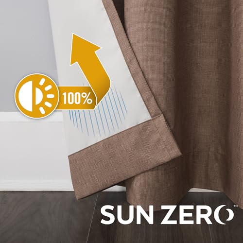 Sun Zero Columbia 2-Pack Thermal Energy Saving 100% Blackout Grommet Curtain Panel Pair, 50" x 84", Cedar - color: Cedar Orange, size: 50"W x 84"L (Pack of 2)