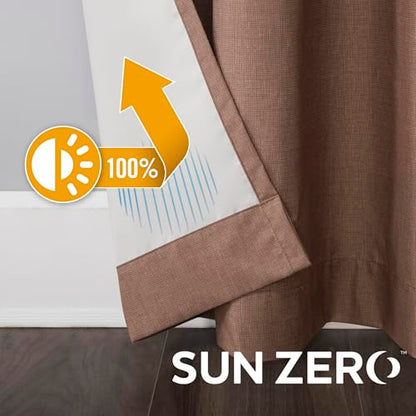 Sun Zero Columbia 2-Pack Thermal Energy Saving 100% Blackout Grommet Curtain Panel Pair, 50" x 84", Cedar - color: Cedar Orange, size: 50"W x 84"L (Pack of 2)
