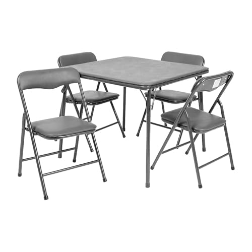 Flash Furniture Mindy Kids 5-Piece Folding Square Table and Chairs Set for Daycare and Classrooms, Children's Activity Table and Chairs Set, Gray | Daycare and Classroom, Children's Activity Table, Portable - color: Grey, size: 5 Piece Set