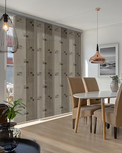 Vertical Blinds Room Divider 45.8"-86" x 96", Winter | Fabric Panel Room Divider for Separating Spaces with Adjustable Track, Fits Patio Doors, Trimmable to 96" - color: Winter