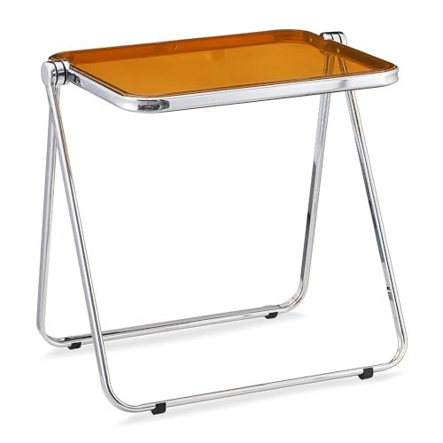KAIHAOWIN Folding TV Tray Table Acrylic Foldable Table No Assembly Required Tiny Desk for Home Office Side Table Small Computer Desk for Small Spaces (Tawny) - color: Tawny