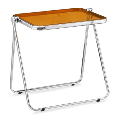 KAIHAOWIN Folding TV Tray Table Acrylic Foldable Table No Assembly Required Tiny Desk for Home Office Side Table Small Computer Desk for Small Spaces (Tawny) - color: Tawny