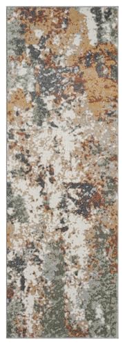 Keen Home Design Runner Rugs - 32"x119" Non-Shedding, Thick Pile Abstract Rugs for Kitchen, Living Room, Bedroom, Dining Room, Entryway - Size: 2'8" x 9'11", Skies Green - color: Skies Green, size: 2'8" x 9'11" (Runner)