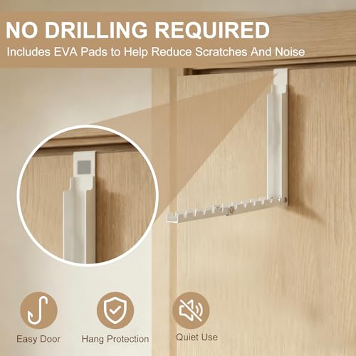 2 Pack Over The Door Hanger Folding Clothes Drying Rack with 12 Anti-Slip Pads, Metal Over The Door Drying Rack Space Saving Over-Door Clothing Hanger for Dorm Bedroom Laundry Room