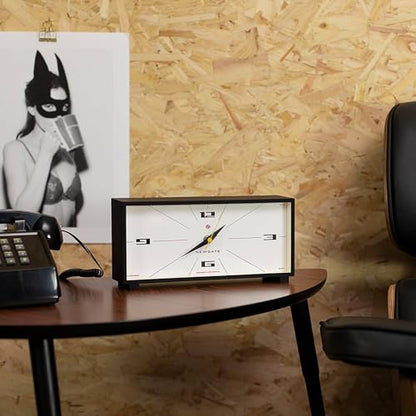 NEWGATE® Thunderbird Desk Clock | Retro Contemporary Rectangular Design | Black | Modern mid-Century Style for Desk, Mantel, Table top or Shelf - color: Black