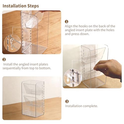 PAVSTINE 3-Pack Medicine Cabinet Organizer, Clear Open Storage Compartment with Adjustable Dividers, for Lip Oil/Lip Pencil/Eye Shadow Palette/Foundation Storage - size: 2-Tier & 3-Tier & 5-Tier Slant Set