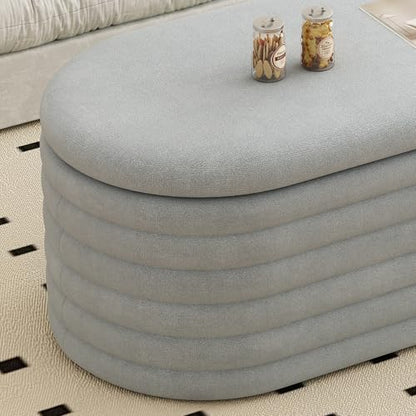 Storage Ottoman Bench 40 inch Upholstered Chenille Fabric Storage Bench for Bedroom End of Bed Stool Aesthetic Large Storag Ottoman for Living Room Entryway,Light Grey | Chenille Fabric Storage Ottoman, End of Bed Stool,Large Bench Hidden Storage,No Assem