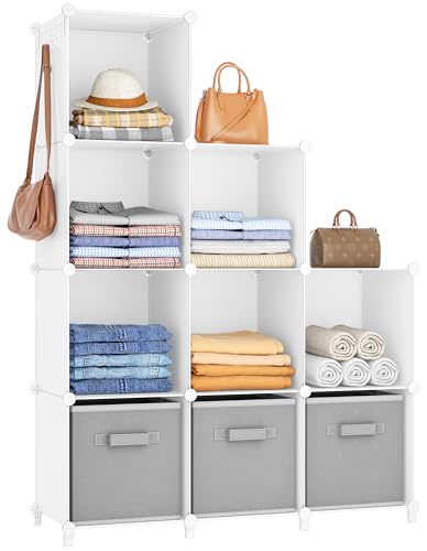 HOMIDEC Closet Organizers and Storage, 9 Cube Storage Organizer, White | Portable Closet Organizer System, Storage Cubes Shelves, for Bedroom, Kids Room, Bathroom, Wardrobe, Clothes Rack - color: White, size: Large