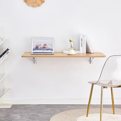 Modern Wall-Mounted Folding Table, Solid Wood, White and Natural Oak, 45x22 Inches, Collapsible Space-Saving Design for Home Office, Laundry Room (Burly Wood) - color: Burly Wood