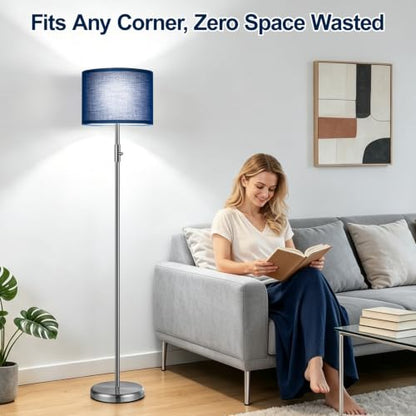 Floor Lamp Simple Design with Shade, Small Tall Lamps for Living Room Bedroom Office Dining Room Kitchen-Nickel - color: Nickel-Blue Shade