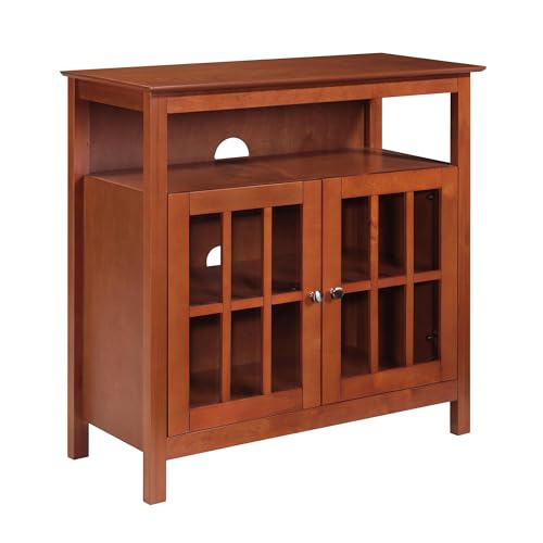 Convenience Concepts Big Sur Highboy TV Stand 36" - Modern Entertainment Center For TVs up to 40", Storage Cabinet for Dining, Living Room, & Entryway, Console Hall Table with Shelves, Cherry - color: Cherry