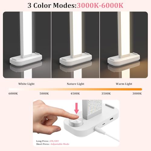 iVict Nail Desk Lamp, 34" Nails Tech Light with Phone Stand, 0-100% Adjustable Brightness, 3000K-6000K Color Temperature Led Desk lamp for Nail, Tattoos, Eyebrows, Beauty(Diamond, Large) - color: Diamond