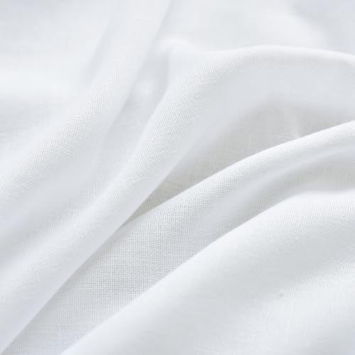 White Small Kitchen Curtains 32 Inch Length Sheer Linen Cafe Pinch Pleated See Out But Not in Non See Through Curtains for Living Room Bathroom - color: White, size: 24"W x 32"L (Pack of 1)