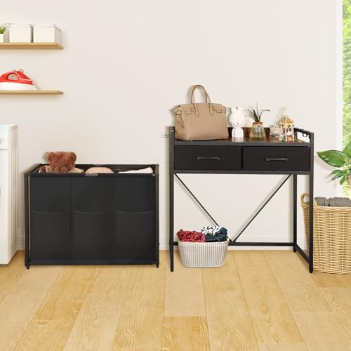 Rolling Laundry Sorter with wheels, Laundry Hamper 3 Section with shelf - 3 × 10.5 Gal (120L) Capacity, Laundry Basket with Drawers for Clothes-1 Storage Shelf, Laundry Organizer for Laundry Room