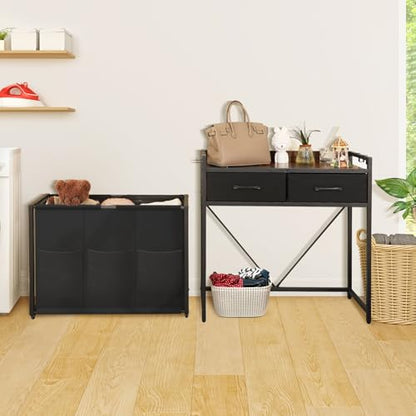 Rolling Laundry Sorter with wheels, Laundry Hamper 3 Section with shelf - 3 × 10.5 Gal (120L) Capacity, Laundry Basket with Drawers for Clothes-1 Storage Shelf, Laundry Organizer for Laundry Room