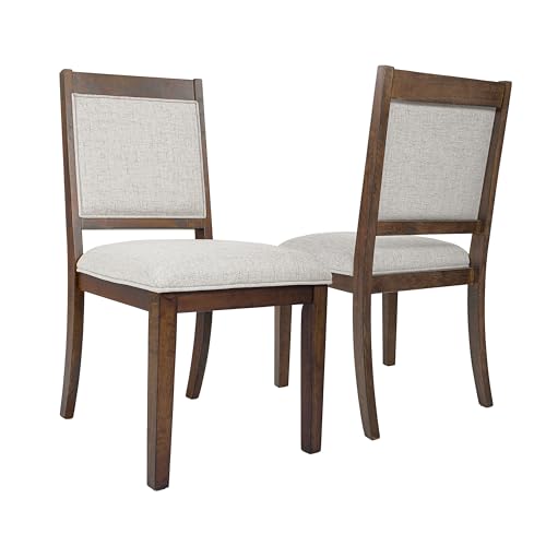 HomePop Open Back Upholstered Wood Frame Dining Chairs -Neutral Textured Solid (Set of 2) - color: Neutral Textured Solid (Set of 2), style: Pack of 2