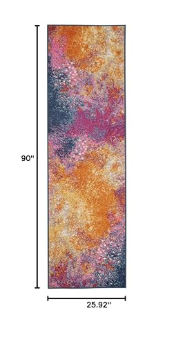 Nourison Home Passion 8' Runner Multicolor Fabric Modern Area Rug (8' Runner) - color: Sunburst, size: 2'2" x 7'6" (Runner)