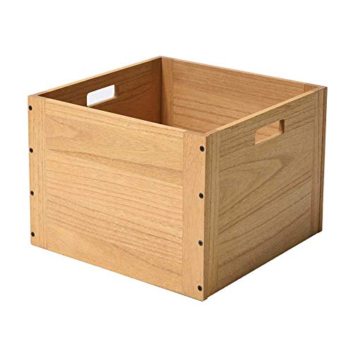KIRIGEN Stackable Wood Storage Cube with Handles, Open Crate Bin, Natrual | Wooden Box and Open Front ,Stackable for Books, Clothes, and Closet Storage, Assembly Required, 14.17 x 14.17 x 10.31 Inch - color: Natural, size: XL/14.2*14.2*10.3(F26)