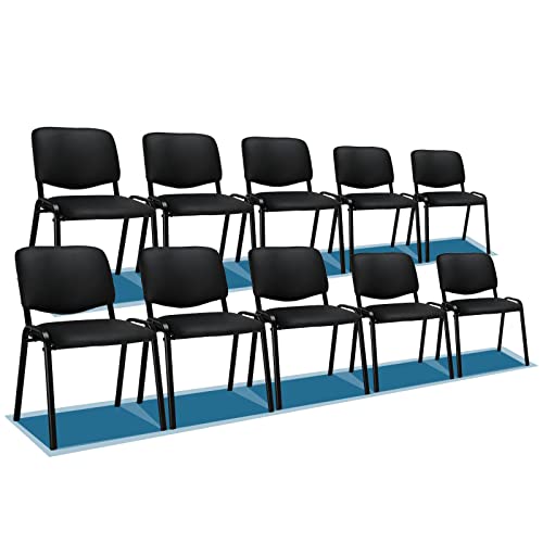 VINGLI 10-Pack Waiting Room Chairs, Stackable Chair for Office, Pu-Black | Stacking Chairs, Armless Church Chairs, Space-saving, Guest & Reception, Office Lobby, Business Hall - color: Pu-black, size: 10-pack