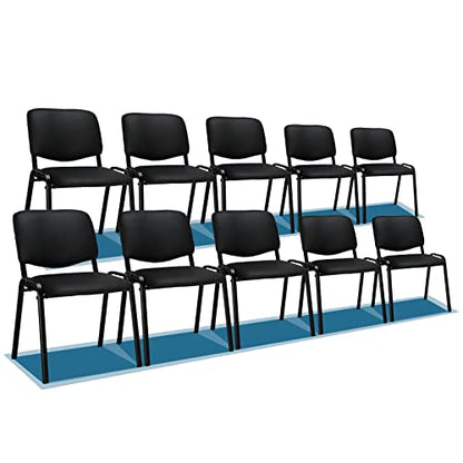 VINGLI 10-Pack Waiting Room Chairs, Stackable Chair for Office, Pu-Black | Stacking Chairs, Armless Church Chairs, Space-saving, Guest & Reception, Office Lobby, Business Hall - color: Pu-black, size: 10-pack