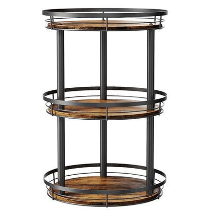 LAMU 12'' Wood Lazy Susan Spice Rack Organizer, 3 Tier Spice Organization for Cabinet, Countertop, Kitchen, Table Top, Pantry, Condiment and Seasoning Rack Organizer - size: 3 Tier 12 in