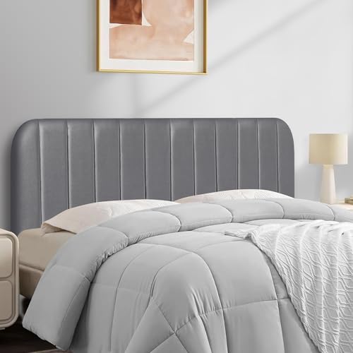 King Headboard Only - Upholstered Headboard for Bed, Easy Assembly, Velvet Covered Sponge, Place Between Bed & Wall, Adjustable Metal Legs with Non-Slip Pads, Grey - color: Gray, size: King