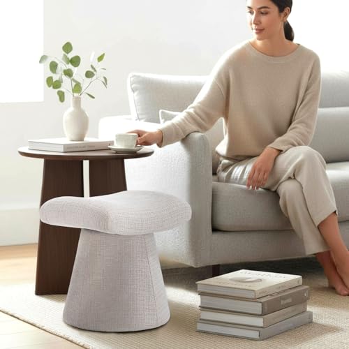 Modern Ottoman with Soft Padded Seat, Multifunctional Vanity Stool, Upholstered Footrest Stool for Living Room and Bedroom - color: Soft Taupe
