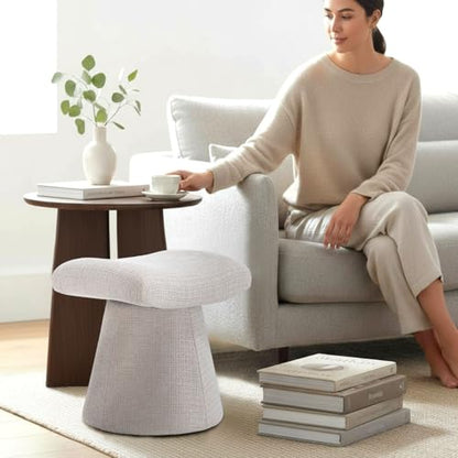 Modern Ottoman with Soft Padded Seat, Multifunctional Vanity Stool, Upholstered Footrest Stool for Living Room and Bedroom - color: Soft Taupe