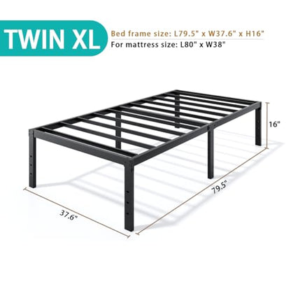 LUMUNANCE Metal Bed Frame Twin XL Size - 16 Inch Heavy-Duty Platform Bed Frame No Box Spring Needed, Easy Assembly, Noise-Free, Sturdy Mattress Foundation, Underbed Storage Space - size: Twin XL, style: 16 Inch