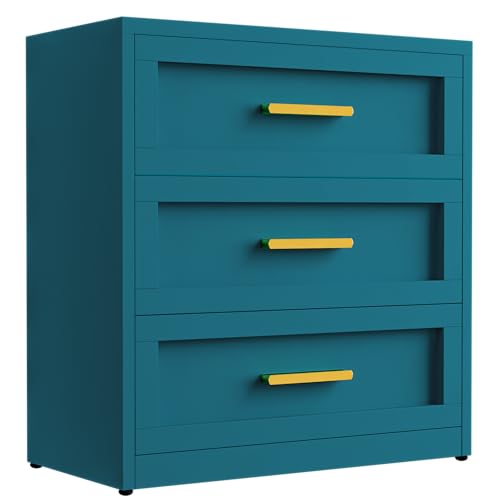 Metal 3-Drawer Dresser for Bedroom, Closet Chest with 3 Drawers, Farmhouse Dressers & Chests of Drawers, 31.5" Wide White Metal Dressers Organizer for Bedroom, Living Room, Hallway - color: Blue, size: 3 Metal Drawers