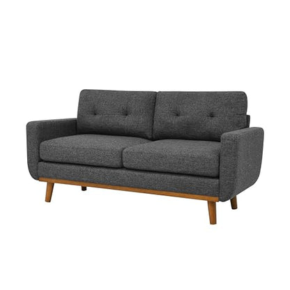 67" Gray Loveseat Sofa, Mid Century Modern Love Seat Sofas and Comfy Couches for Living Room, Button Tufted Small Cloud Couch for Bedroom Office Apartment Small Space, Easy Assembly (Dark Gray) - color: Dark Gray