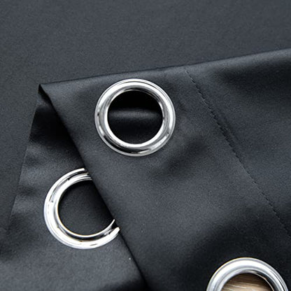 Windows Black Blackout Curtains 45 inches Long 2 Panels Set Grommet Blackout Drapes Energy Saving Noise Reducing Thermal Insulated for Bedroom Living Room Nursery - color: Black, size: 52"W x 45"L (Pack of 2)