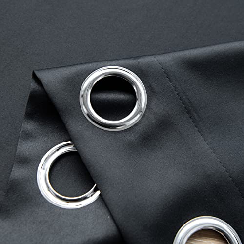 Windows Black Blackout Curtains 63 inches Long 2 Panels Set Grommet Blackout Drapes Energy Saving Noise Reducing Thermal Insulated for Bedroom Living Room Nursery - color: Black, size: 42"W x 63"L (Pack of 2)