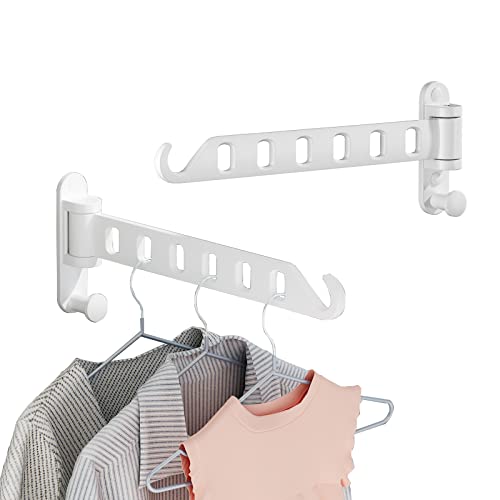 JOOM Laundry Drying Rack Wall Mounted Clothes Drying Rack Clothes Hanger White - color: White, size: two pack