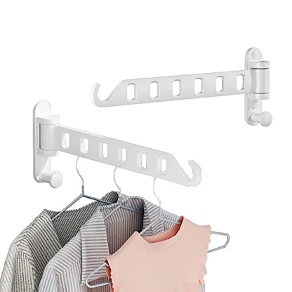JOOM Laundry Drying Rack Wall Mounted Clothes Drying Rack Clothes Hanger White - color: White, size: two pack