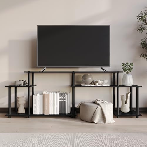 Simple 3-Tier TV Stand with Open Storage Shelves, for TVs up to 50", Black - color: Black