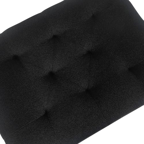 Storage Ottoman Bench, Rectangle 24″ Linen Foot Rest Stool Square Footstool for Living Room, Bedroom, Black - color: Line Black