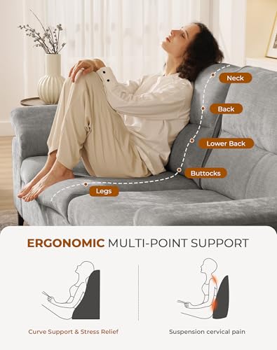 Upvilla 71.25" Modern Couches Deep Seat Sofa for Living Room(Light Gray) | 8” Cushion, Comfy 2-Seater Chenille Loveseat with Convertible Armrest, Removable Sofa Cover, High Leg - color: Light Gray, size: 71.25" Couch