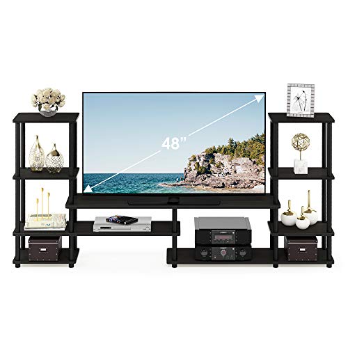 Furinno Turn-N-Tube TV Stand, Wide Open Frame Entertainment Center with Storage, TV Console with Tall Side Shelves for TV up to 48 Inch, for Living Room, Bedroom, Espresso - color: Espresso, style: 78 Inch - 9 Tiers