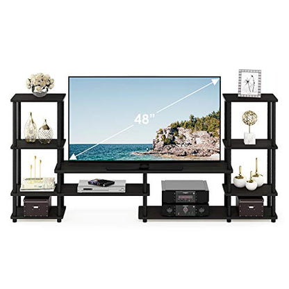 Furinno Turn-N-Tube TV Stand, Wide Open Frame Entertainment Center with Storage, TV Console with Tall Side Shelves for TV up to 48 Inch, for Living Room, Bedroom, Espresso - color: Espresso, style: 78 Inch - 9 Tiers