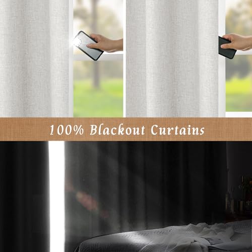 45 Inch Natural 100% Blackout Linen Curtains with White Liner | Light Grey, Linen Textured, Thermal Bedroom Curtains, Neutral Farmhouse Drapes, Rod Pocket Back Tab, 2 Panels, 38 x 45 Inch - color: Light Grey, size: 38"W x 45"L (Pack of 2)