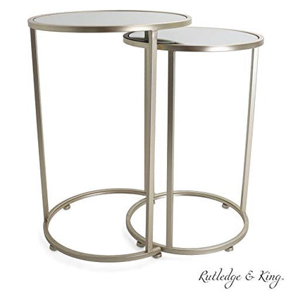 Nested Metal Side Tables - Set of 2 for Living Room & Bedroom (Gold) - color: Odessa - Gold