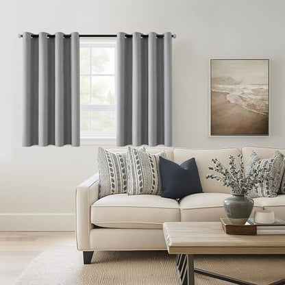 ChrisDowa Grey Blackout Curtains 45 Inches Long 2 Panels for Bedroom | Room Darkening,Light Blocking,Thermal Insulated,Faux Linen,Farmhouse,Grommet,Window Treatment,Drapes,Living Room,52x45 - color: Grey, size: 52"W x 45"L (Pack of 2)