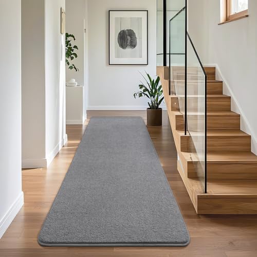 BENRON Soft Runner Rugs for Bedroom Hallway 2x8, Non Slip Washable, Grey | Minimalist, Low Pile, Long Runners for Kitchen Laundry Dorm, Kids Room - color: Grey, size: 2' x 8' (Runner)