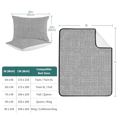 Queen Quilt Bedding Set, Minimalist Gray Aesthetic Soft Microfiber Summer Bedspread Coverlet with 2 Pillow Shams for All Season, Retro Linen Textured Breathable Bedding Set for Hot Sleepers - size: Queen