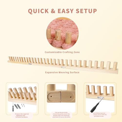 FRYTEPUYE Chunky Blanket Loom - Loom for DIY Throw Blankets, Adjustable Size Hand Knitting Yarn Chunky,No Needles Required,Beginner Friendly Yarn Craft (46Inch) - size: 46Inch